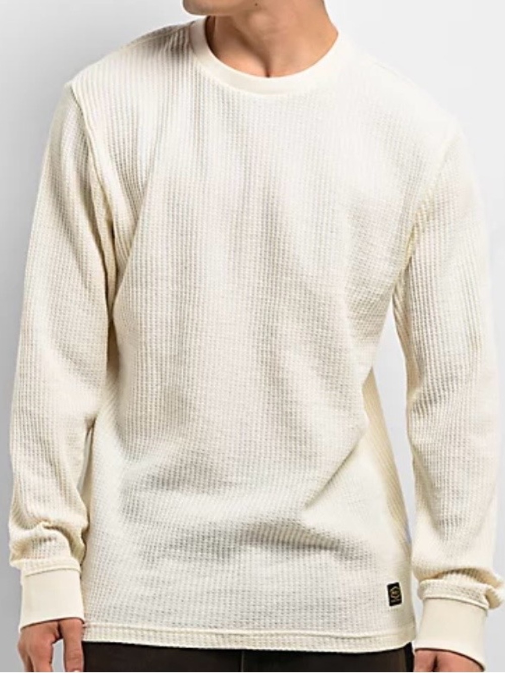 RVCA Men's Day Shift Off White Thermal Long Sleeve Tee